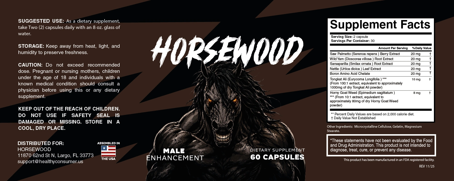 Horsewood male vitality supplement bottle